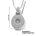 Silver iced out donut pendant necklace with sparkling cubic zirconia on box chain - Silver White Rhinestone-O