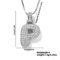 Silver-toned letter P pendant necklace with sparkling cubic zirconia on box chain - Silver White Rhinestone-P