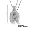 Silver-colored bubble letter R pendant necklace with sparkling cubic zirconia pavé - Silver White Rhinestone-R