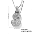 Silver tone letter S pendant necklace with pavé cubic zirconia and box chain length - Silver White Rhinestone-S