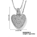 Silver iced-out heart pendant necklace with shimmering cubic zirconia and box chain - Silver White Rhinestone-V