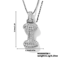 Silver letter I pendant necklace with cubic zirconia and box chain measurements - Silver White Rhinestone-I