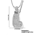 Silver puffy letter L pendant necklace with white zircons and box chain dimensions - Silver White Rhinestone-L