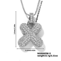 Silver letter X pendant necklace with sparkling cubic zirconia on a box chain for men - Silver White Rhinestone-X