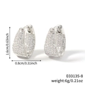 Orecchini a cerchio a U in argento con pavé di zirconi chiari e dimensioni - Stile Argento (E03135-8)