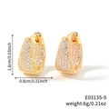 Orecchini a cerchio a U dorati con pavé di zirconi trasparenti e dimensioni - Stile Oro (E03135-9)