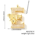 Collana dorata con pendente lettera E, design con ape e zirconi cubici incastonati - Collana Lettera E (N01570C-E)