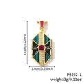 Pendente geometrico retrò con smalto verde e cristallo rosso in finitura dorata - Stile Pendente Cuboide Esagonale (P5192-1)