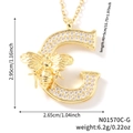Collana dorata con pendente lettera C in cristalli e ape, lunghezza 40+5 cm - Collana Lettera G (N01570C-G)