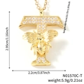 Collana dorata lettera T con zirconi incastonati e ciondolo a forma di ape piccola - Collana Lettera T (N01570C-T)