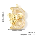 Collana dorata con ciondolo lettera B, motivo ape e cristalli, misura 2,95x2,05cm - Solo Ciondolo-Lettera B (P5165C-B)