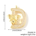 Pendente lettera D dorata con zirconi in cristallo e design di piccola ape - Solo Ciondolo-Lettera D (P5165C-D)