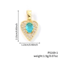 Collier cœur doré avec pierre ovale bleue et halo de cristaux blancs étincelants - Pendentif Seul Cœur Or Pierre Bleue (P5169-1)