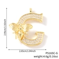 Collana dorata lettera G con ciondolo ape in cristallo, misura 2,95 x 2,65 cm - Solo Ciondolo-Lettera G (P5165C-G)