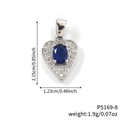 Pendentif cœur en argent avec pierre bleue et dimensions de 2,15 cm par 1,23 cm - Pendentif Seul Cœur Argent Pierre Bleue Foncée (P5169-8)