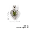 Collier cœur avec pierre verte et finition argentée, dimensions 2,15 cm - Pendentif Seul Cœur Argent Pierre Verte Claire (P5169-12)