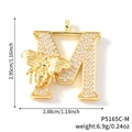 Collana con ciondolo lettera M dorata con motivo a insetto e pietre zirconi - Solo Ciondolo-Lettera M (P5165C-M)