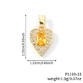 Pendentif cœur doré élégant avec gemme jaune et diamants blancs pavés, poids de 1,9g - Pendentif Seul Cœur Or Pierre Jaune (P5169-13)