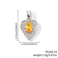 Pendentif cœur en argent avec pierre précieuse jaune ovale et accents en zircon clair - Pendentif Seul Cœur Argent Pierre Jaune (P5169-14)