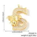 Pendaglio lettera S dorata con motivo ape e cristalli incastonati per collana - Solo Ciondolo-Lettera S (P5165C-S)