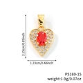 Collier cœur doré avec pierre ovale rouge et détails en zircone cubique blanc - Pendentif Seul Cœur Or Pierre Rouge (P5169-15)