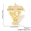 Ciondolo dorato lettera T DIY con ape di cristallo e misure 2,95 x 2,2 cm - Solo Ciondolo-Lettera T (P5165C-T)