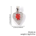 Pendentif cœur en argent avec pierre rouge et cristaux, dimensions 2,15cm x 1,23cm - Pendentif Seul Cœur Argent Pierre Rouge (P5169-16)