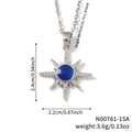 Eight-pointed star pendant necklace with deep blue sparkling center and crystal stones - Eight-pointed Star Deep Blue Pendant (N00761-15A)