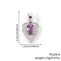 Pendentif cœur élégant en argent avec pierre violette et cristaux pavés - Pendentif Seul Cœur Argent Pierre Magenta (P5169-6)