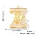 Ciondolo lettera Z dorata con zirconi micro-pavé e design ape 3D per collane da donna - Solo Ciondolo-Lettera Z (P5165C-Z)