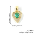 Collier cœur doré avec pierre précieuse ovale verte et détails en cristal blanc - Pendentif Seul Cœur Or Pierre Verte (P5169-9)