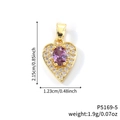 Collier cœur doré avec pierre précieuse ovale violette et accents de zircons blancs - Pendentif Seul Cœur Or Pierre Violette Style 2 (P5169-5)