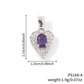 Collier cœur argent avec gemme violette et zircons blancs, taille 2,15cm par 1,23cm - Pendentif Seul Cœur Argent Pierre Violette Style 2 (P5169-4)