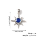 Silver eight-pointed star pendant with deep blue center stone and white zircon accents - Starry Sky Blue Stone Pendant (P3191-15A)