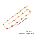 Collana con fiori rosa e catena dorata con foglie in zircone trasparente - Stile Fiore Rosa Dorato (N01633-17)
