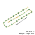 Collana a fiori dorati con cristalli verde smeraldo e chiusura a moschettone - Stile Fiore Smeraldo Dorato (N01633-19)