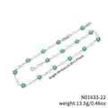 Collana d'argento con fiori di cristallo verde e dettagli in pietre bianche lucenti - Stile Fiore Verde Argentato (N01633-22)