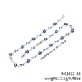 Collana d'argento con petali di fiori blu e foglie di cristallo marquise su bianco - Stile Fiore Blu Argentato (N01633-28)