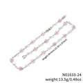 Collana a vite in argento con fiori rosa e pietre di zircone in misura 39+5cm - Stile Fiore Rosa Argentato (N01633-24)
