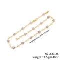 Collana a vite dorata con ciondoli floreali viola e bianchi lunghezza 39cm - Stile Fiore Viola Bianco Dorato (N01633-25)