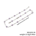 Squisita collana in argento con fiori viola e scintillanti zirconi marquise - Stile Fiore Viola Argentato (N01633-26)