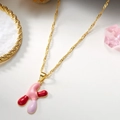 Collana con ciondolo lettera K stile palloncino colorato con finitura in smalto - Lettera K