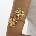 Bracelet de bras lotus doré élégant avec double couche de fleurs ajourées pour femmes - Style 2 / Or