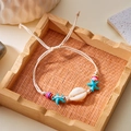 Handmade woven ocean bracelet with natural shell and starfish charms in cream cotton rope - Colorful Polymer Clay Shell (3)