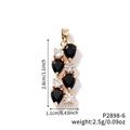 Elegant gold pendant necklace with black pear-cut stones and white zircon crystals - Black and White Gem Style (P2898-6)