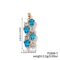 Golden pendant with blue teardrop and white round cubic zirconia showing size 2.8cm - Light Blue and White Style (P2898-7)