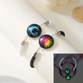 Luminous braided couple bracelets with sun and moon glass charms in black and white - Colorful Sun Moon Braided Rope Bracelet Style 2