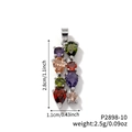 Silver drop necklace featuring multi-colored pear-shaped zirconia stones and crystals - Mixed Color Gem Style B (P2898-10)