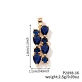 Deep blue zircon drop pendant necklace with gold plated setting and dimensions - All Blue Gem Style C (P2898-16)