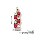 Gold pendant necklace with teardrop red stones and white zircon crystals, 2.8cm height - Red and White Style B (P2898-17)